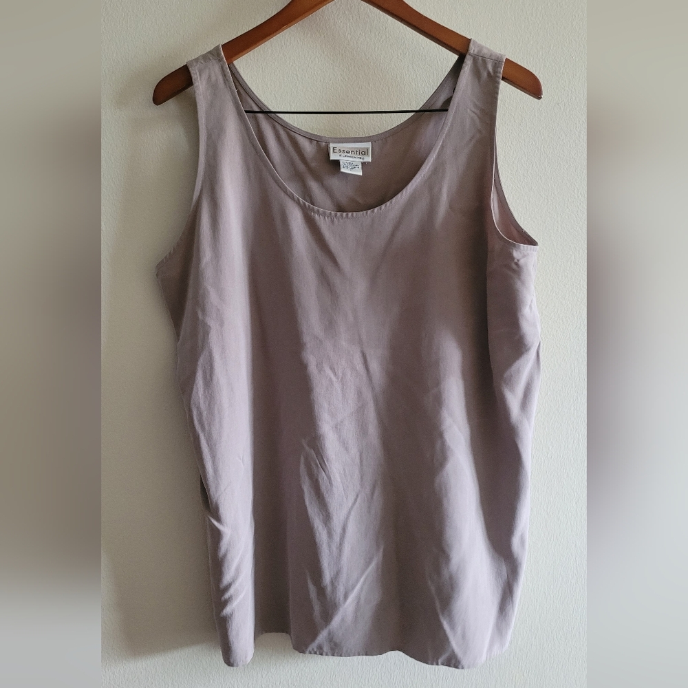 Vtg Essential Elements 100% Silk Split Hem Tank T… - image 1